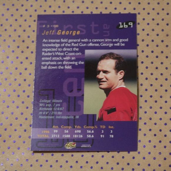 Jeff George #169 Football Card - Picture 2 of 2
